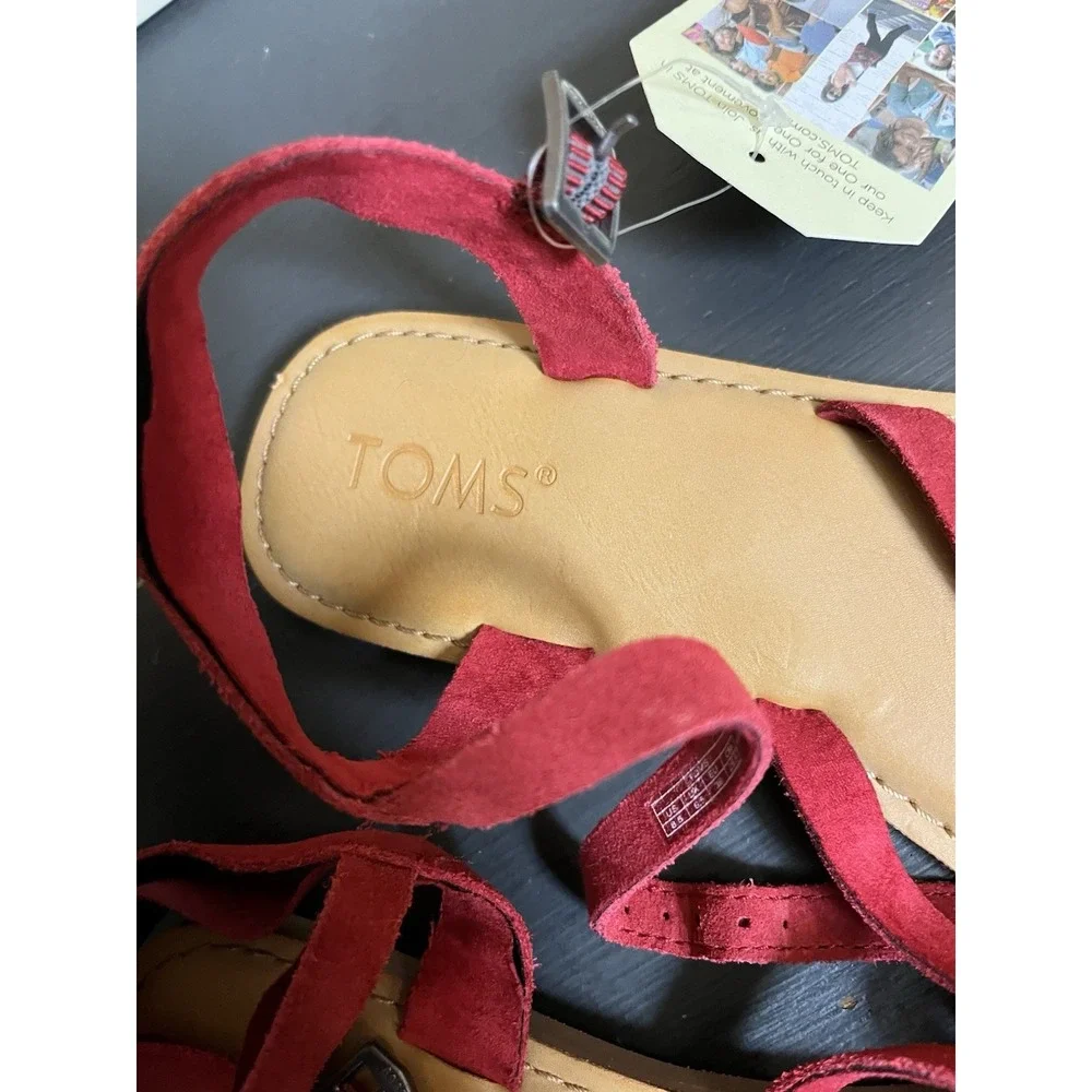 Toms‎ Women's Red Suede Lexie Sandal Slingback Strappy Sandals 8.5